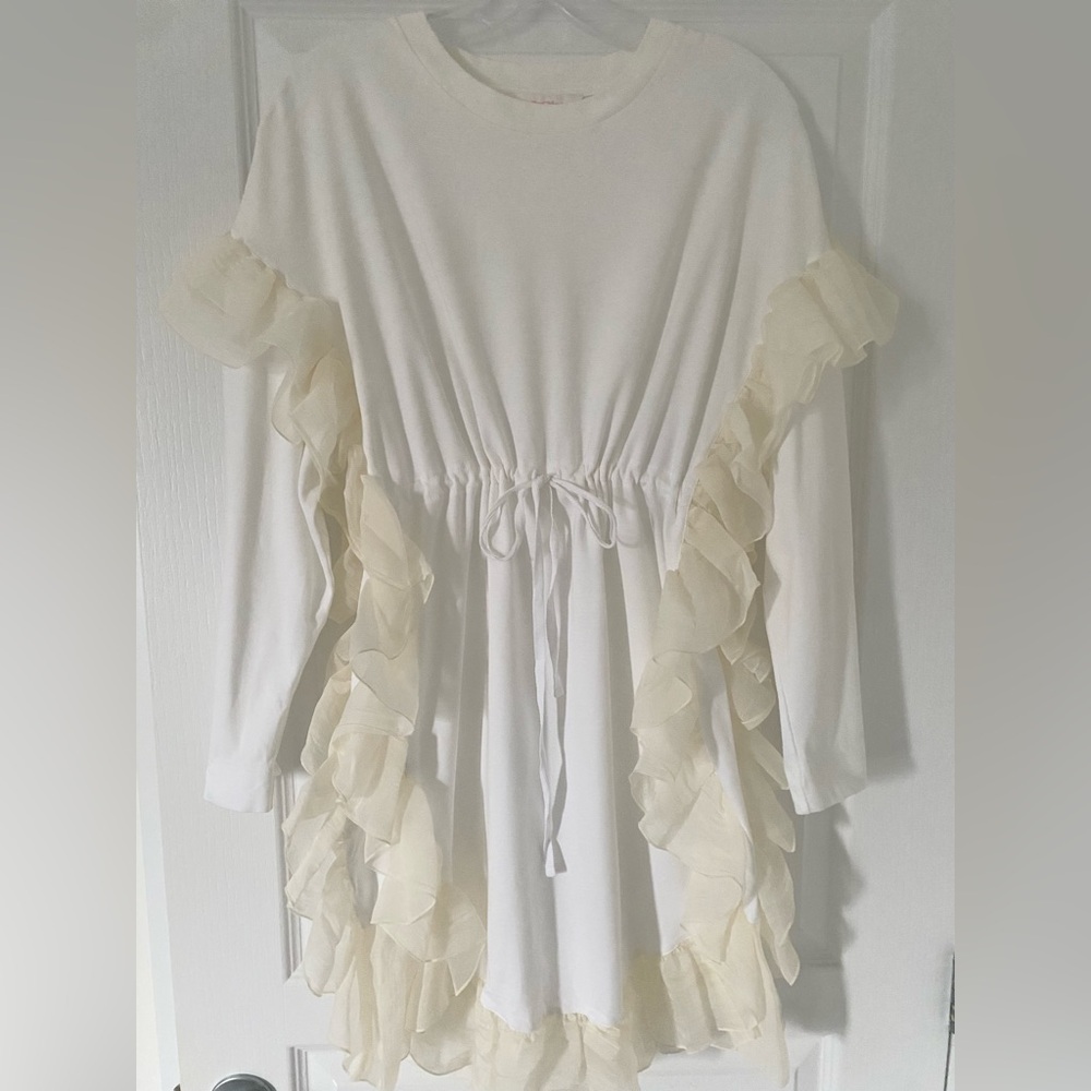See by Chloe White Dress with Ruffle Details